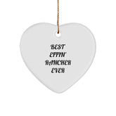 Funny Rancher Gifts for Him - Best Effin' Rancher Ever Heart Ornament for Christmas from Family, Friends, Coworkers - Image 1
